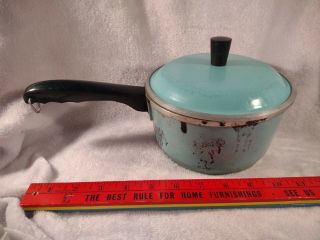 Vintage Club Aluminum 1 Quart Sauce Pan With Lid Turquoise Quart Pot