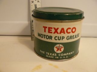 Vintage Texaco Motor Cup Grease Metal Can 1 Lbs Size