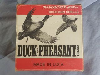 Empty Vtg Shotgun Shell Box Winchester Western Duck & Pheasant 12 Ga Gauge Empty