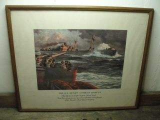 Vintage 1963 Bausch & Lomb Optical Co Framed Print Of Ship Ss Henry Lomb