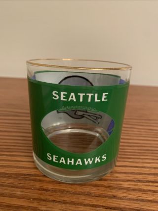Vintage Nfl Seattle Seahawks Green See - Through Image Glass - 1970s By Houze Art