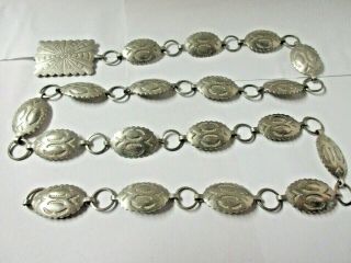 Vintage Linked Mexico Silver Plated Belt 33 In