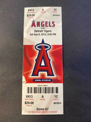 Mike Trout Hr 31 - Los Angeles Angels Vs Detroit Tigers Ticket Stub 9/8/2012