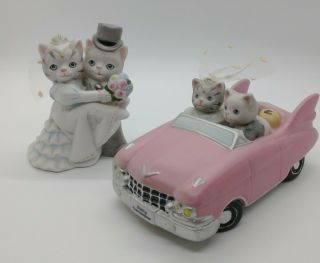 Vintage Schmid Kitty Cucumber,  Wedding And Just Married Pink Car 1989