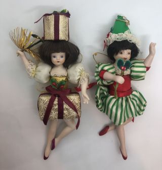 Vintage 1980s Porcelain Ballerina Fairy Angel Doll Ornaments (2)