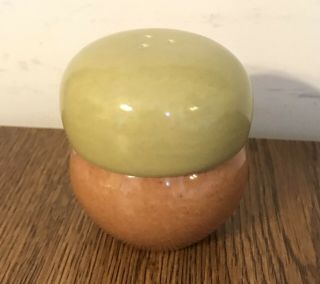 Vintage Russel Wright Iroquois Casual Stackable Salt Pepper Brown Chartreuse
