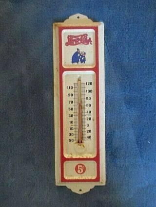 Vintage Pepsi Cola Advertising Thermometer Sign 2 Cops Logo Double Dot