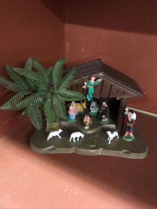Vintage Made In Hong Kong Plastic Nativity Scene All One Piece