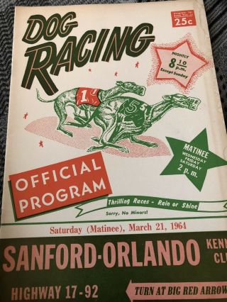 1964 Sanford - Orlando Kennel Club Greyhound Program