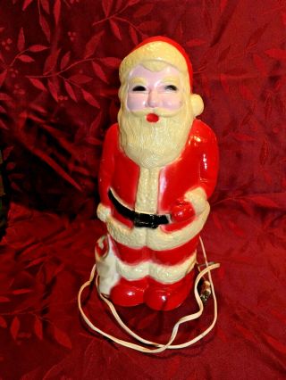 Vintage Union Plastic Blow Mold Santa Lighted 13 " Inch Christmas Decor