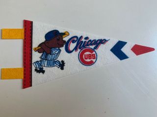 Vintage 1970s Chicago Cubs Mini Felt Pennant - 3.  5 " X7 " Mlb