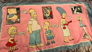 Vtg 90s (c) 1990 The Simpsons Beach Bath Towel Classic 31x62 Cotton Pre Owned