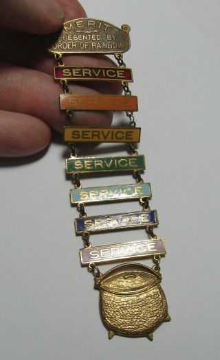 Vintage Order Of The Rainbow Merit Service Pin,  Masonic Item