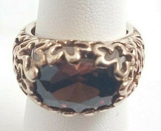 Vintage Gold Over Sterling Silver Filigree Ring With Amber Stone Gold Vermeil 6