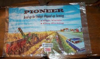 Vintage Pioneed Seed Corn Plastic Bag,  John Deere Cornpicker & Ford Pickup?
