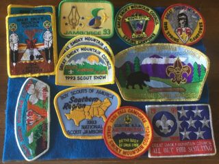 12 - Vintage Boy Scout Great Smoky Mountain Council Patches - See Photos