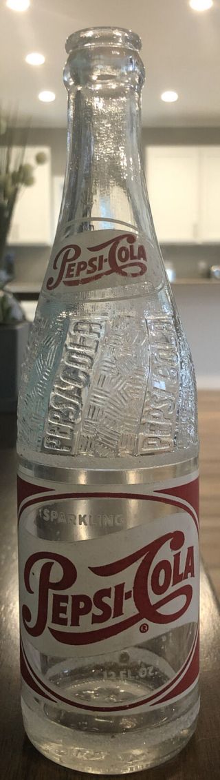 Vintage Sparkling Pepsi Cola 12 Glass Wave Bottle
