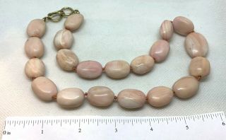Vintage Pink Rhodonite Natural Stone Beaded Necklace W/ Gold - Tone Clasp,  19 "