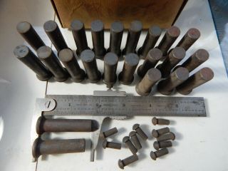 Vintage Blacksmith Metal Tool Making Rivets 7/16 X 1 3/4 " & 1 1/2 O.  D Tong Anvil
