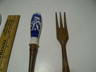 Vintage Blue Willow Salad Fork And Spoon Set - 2A 2