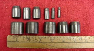 11 Vntg Unbranded Hollow Body Leather Punches,  Dies,  3/16 " - 1 - 1/16 ",  Xlint