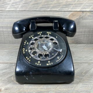 Old Black Western Electric Bell System Rotary Dial Desk Telephone Vintage