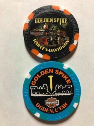 Golden Spike Harley Davidson Wide Print Full Color Poker Chip / Utah