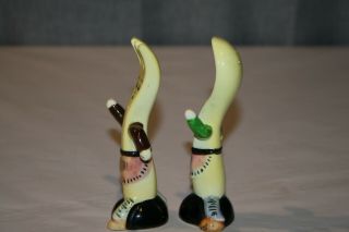 Vintage Fork and Spoon Anthropomorphic Salt & Pepper Shakers Yellow 2