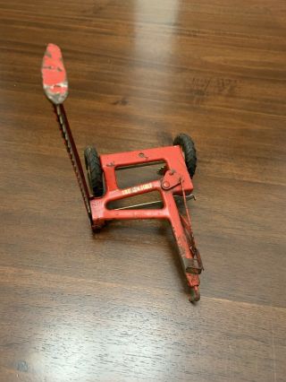 Vintage red Tru Scale tractor sickle bar mower hay cutter 2