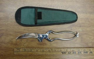 Vintage Hot Drop Forged Steel Bypass Pruning Shears,  10 - 1/2 " W/sheath,  Italy