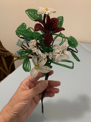 Vintage Handmade French Glass Bead Bouquet