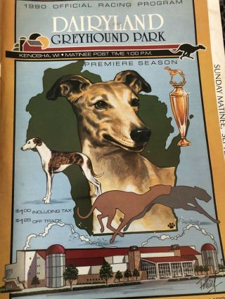 Dairyland Greyhound Program Premiere Racing Season 1990.  Matinee Card