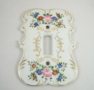 Japan Floral Single Light Switch Plate Cover w Crossed Arrows Porcelain Vintage 2