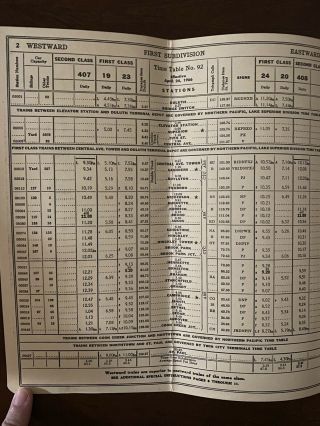 Vintage Great Northern Railway Co Train Timetable 92 - April 24 1966 3