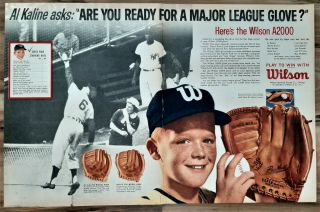 Vintage 1962 Wilson Al Kaline A2930 Fox A2020 Baseball Glove Advertisement