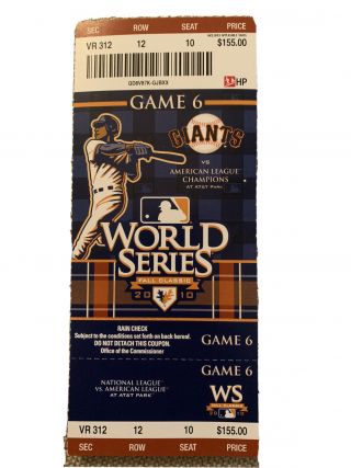 Game 6 2010 World Series Ticket Stub