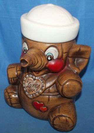 Vintage California Pottery Sailor Elephant Ceramic Cookie Jar 12 " Tall
