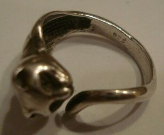 Vintage 925 Sterling Silver Cat Ring Size 6 1/2