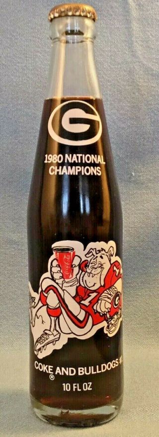 1980 Georgia Bulldogs National Champions Commemorative 10 Oz Coca - Cola Bottle