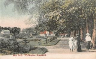 Vintage Printed Postcard,  The Park,  Wellington Somerset - Posted 1907