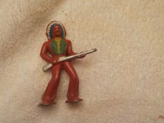 Vintage Antique Lead Toy Native American Indian Figure With Rifle