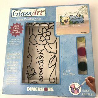 Art Glass Painting Kit Welcome Floral Vtg 2000 Nos Dimensions Glass