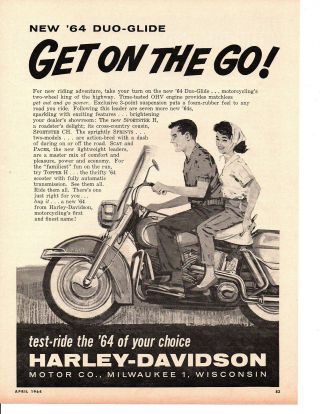 1964 Harley - Davidson Duo - Glide Print Ad