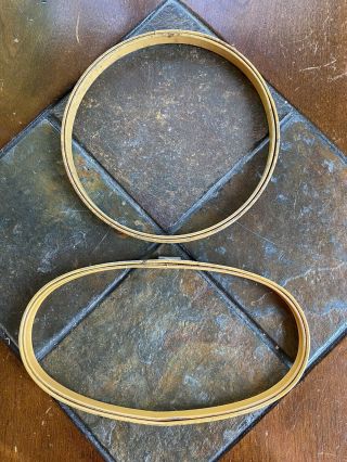Vintage Metal Embroidery Hoop Oval & Round Spring Tension Cork Lined 7” & 9”x5”