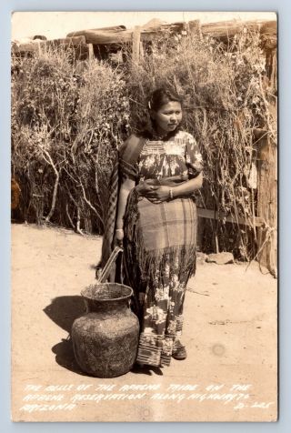 Vintage Postcard Belle Of Apache Tribe Reservation Highway 70 Arizona Rppc A5