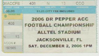 2006 Acc Football Championship Game Ticket Georgia Tech Vs Wake Forest