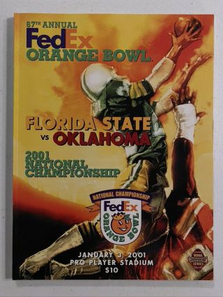 67th Annual Orange Bowl Program 2001 National Champ Florida State Vs.  Oklahoma