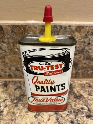 Tru - Test True Value Vintage Household Oil Can Tin 4 Oz.  Empty Retro