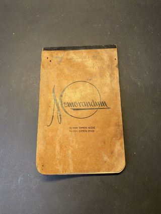 Vintage 1940s Memorandum Nos Paper Notebook