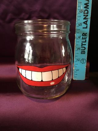 Vintage Carlton Glass 3/4l Canister Jar No Lid Halloween Mouth W/ Teeth 1984